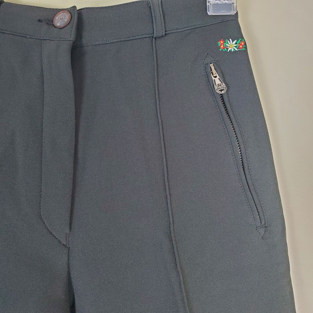 Vintage Post Card Dario Talenti Stirrup Ski Pants 4 Italy Olive Green Floral